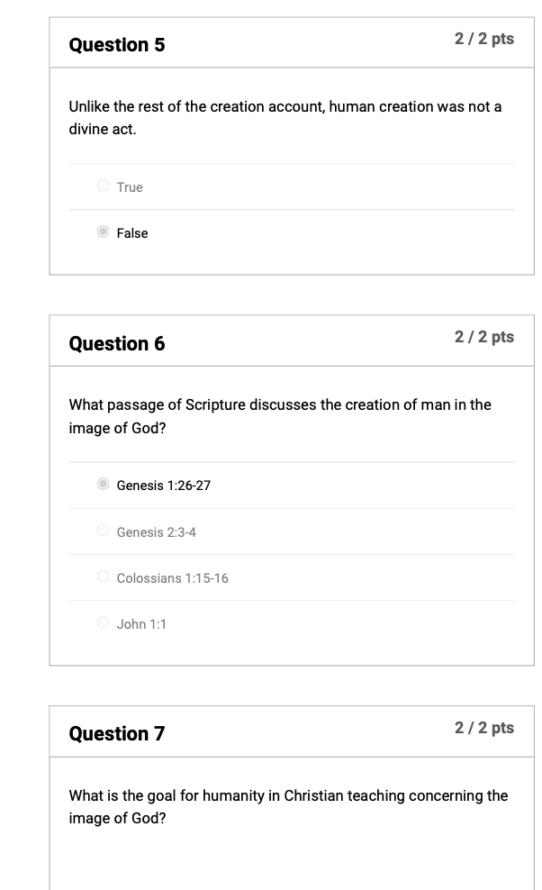 THEO 104 Quiz Study of Humanity and Sin