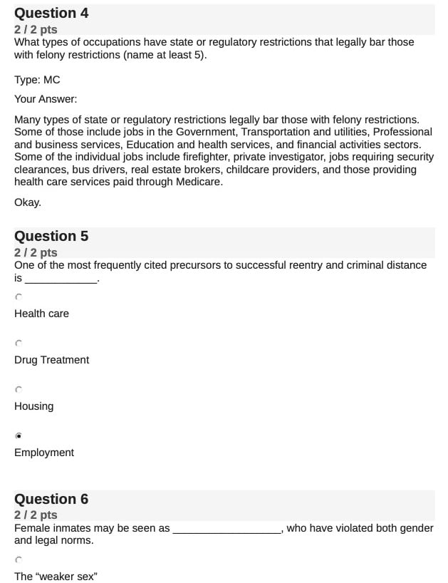 CJUS 650 Quiz 7 Liberty University