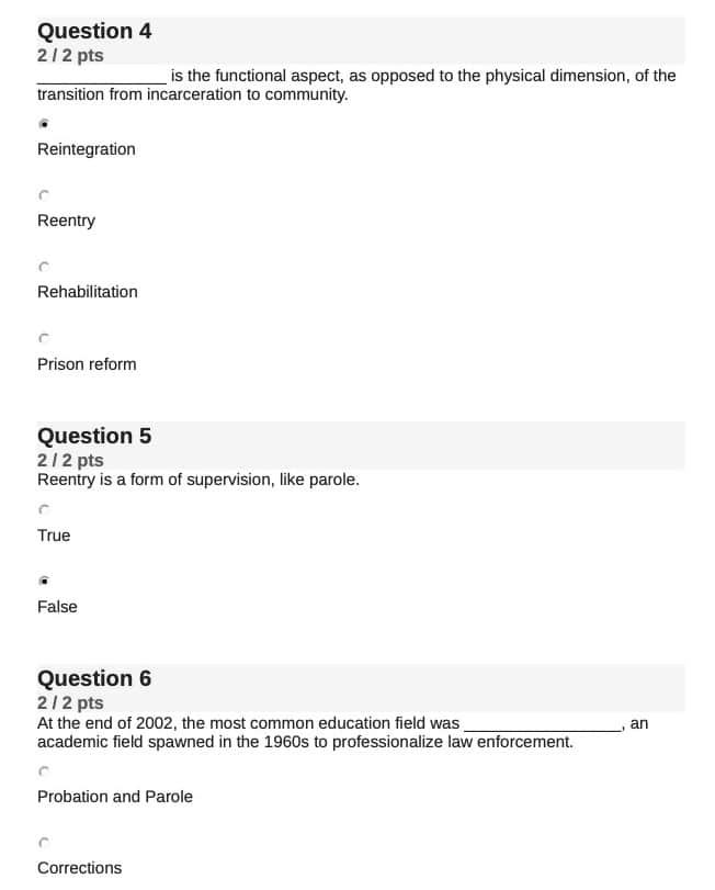 CJUS 650 Quiz 8 Liberty University